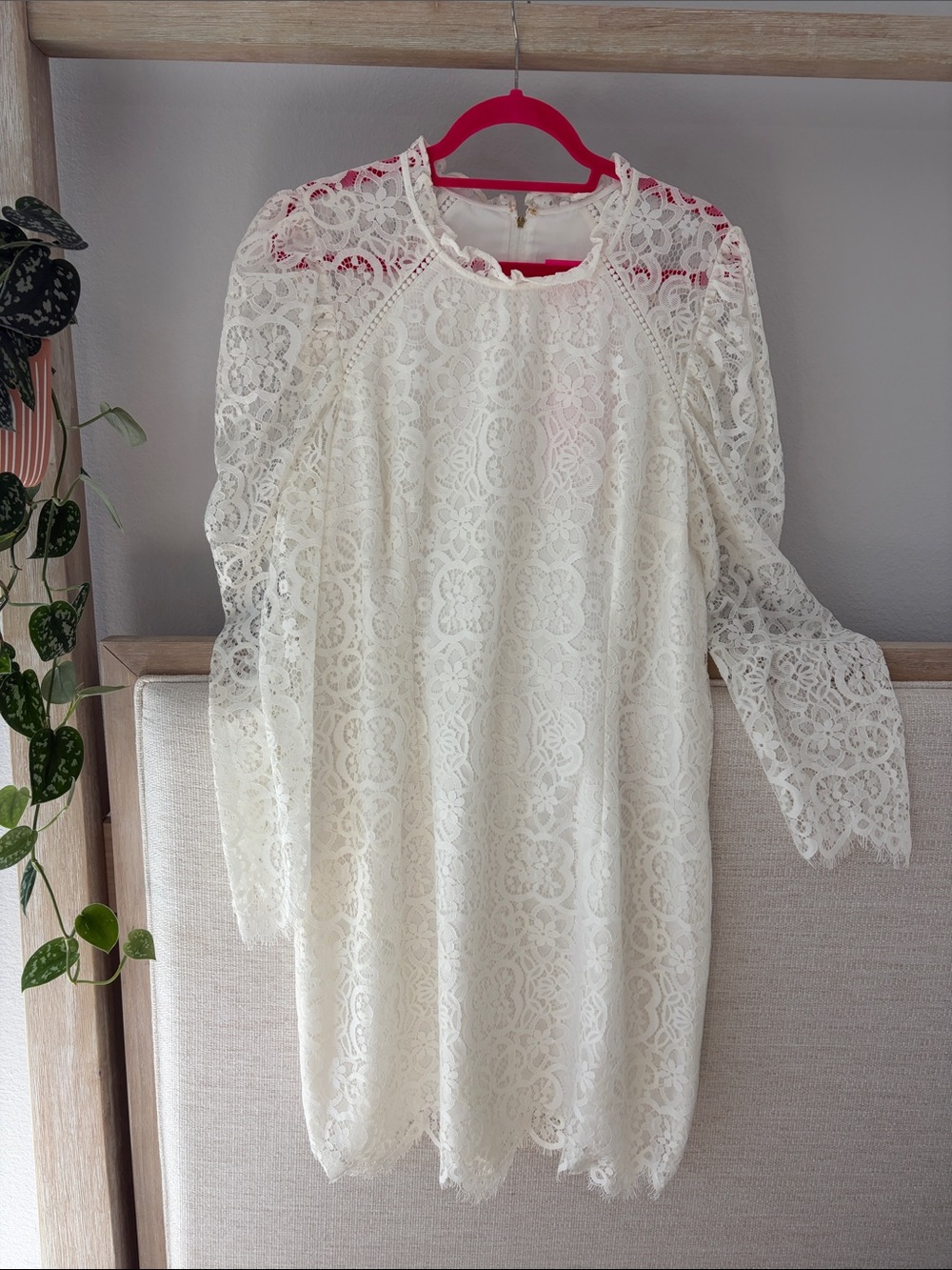 Lilly Pulitzer Cream Lace Long-Sleeve Shift Dress